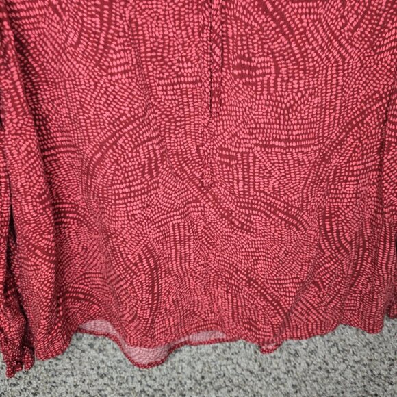 Knox Rose Top Womens Small Red Printed Neck Tie Rayon Boho Casual Ladies - Picture 5 of 7